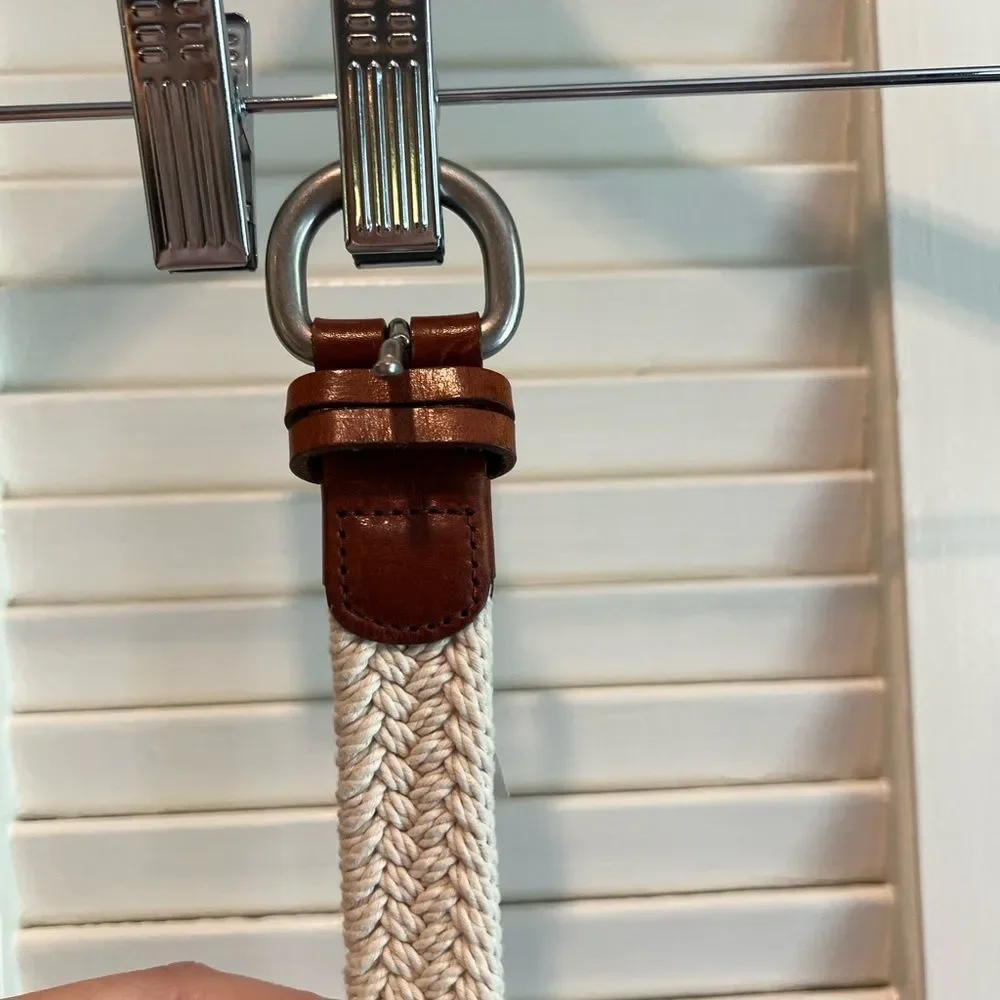 J. Crew Leather and Cotton Belt with Silver Buckle